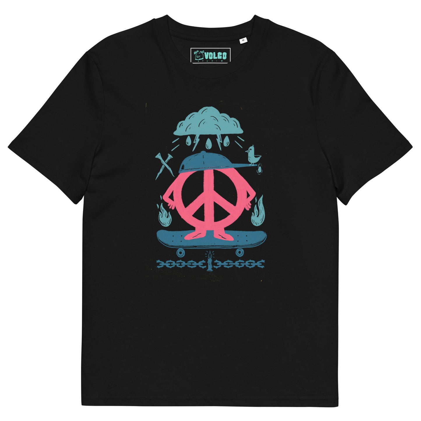 Unisex organic cotton peace skate t-shirt