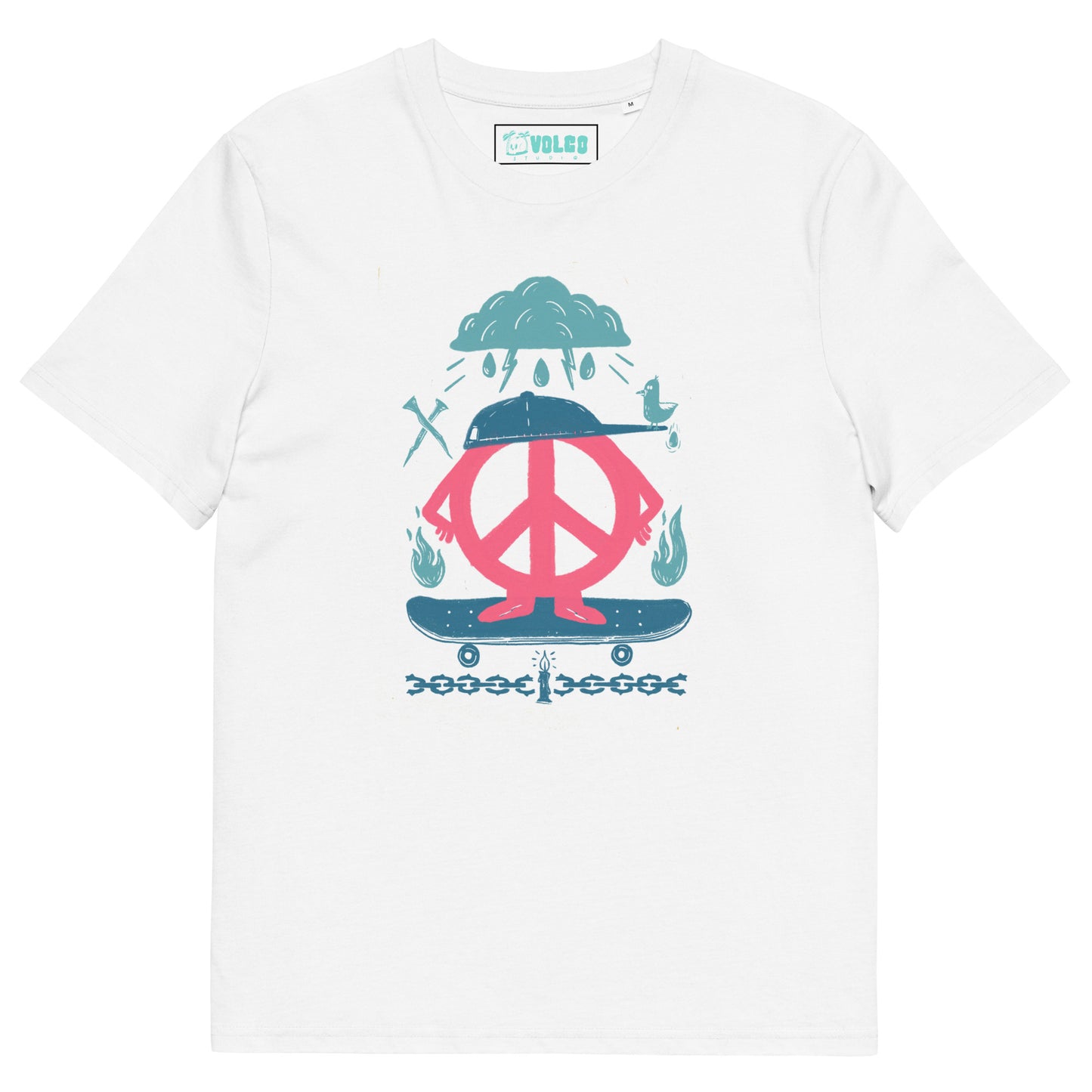 Unisex organic cotton peace skate t-shirt
