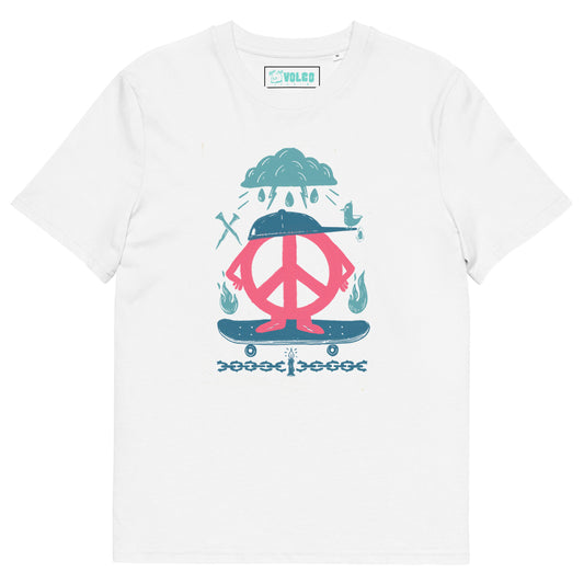 Unisex organic cotton peace skate t-shirt